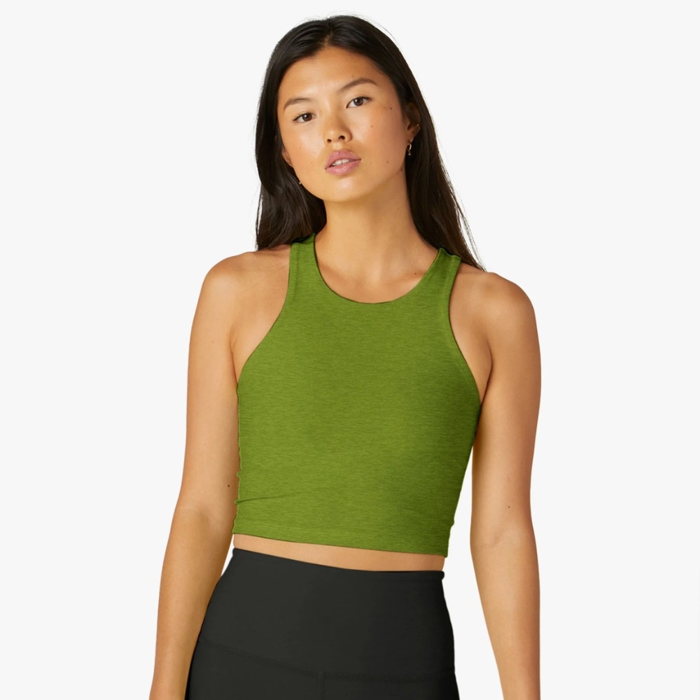 NWOT Spacedye Focus Cropped Tank - Fern Green Heather